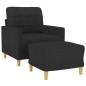 vidaXL Sillón con taburete tela negro 60 cm vidaXL Sillón con taburete tela negro 60 cm