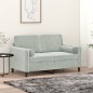 vidaXL Sofá de 2 plazas con cojines terciopelo gris claro 120 cm vidaXL Sofá de 2 plazas con cojines terciopelo gris claro 120 cm