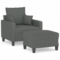 vidaXL Sillón con taburete tela gris oscuro 60 cm
