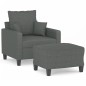 vidaXL Sillón con taburete tela gris oscuro 60 cm vidaXL Sillón con taburete tela gris oscuro 60 cm