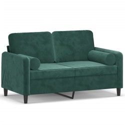 vidaXL Sofá de 2 plazas con cojines terciopelo verde oscuro 120 cm