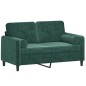 vidaXL Sofá de 2 plazas con cojines terciopelo verde oscuro 120 cm vidaXL Sofá de 2 plazas con cojines terciopelo verde oscuro 120 cm