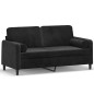 vidaXL Sofá de 2 plazas con cojines terciopelo negro 140 cm vidaXL Sofá de 2 plazas con cojines terciopelo negro 140 cm