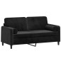 vidaXL Sofá de 2 plazas con cojines terciopelo negro 140 cm vidaXL Sofá de 2 plazas con cojines terciopelo negro 140 cm
