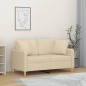 vidaXL Sofá de 2 plazas con cojines tela color crema 120 cm vidaXL Sofá de 2 plazas con cojines tela color crema 120 cm