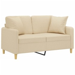 vidaXL Sofá de 2 plazas con cojines tela color crema 120 cm