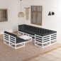 vidaXL Juego de muebles de jardín 9 pzas y cojines madera maciza pino vidaXL Juego de muebles de jardín 9 pzas y cojines madera maciza pino