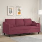 vidaXL Sofá de 3 plazas con cojines tela rojo tinto 180 cm vidaXL Sofá de 3 plazas con cojines tela rojo tinto 180 cm