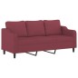 vidaXL Sofá de 3 plazas con cojines tela rojo tinto 180 cm vidaXL Sofá de 3 plazas con cojines tela rojo tinto 180 cm