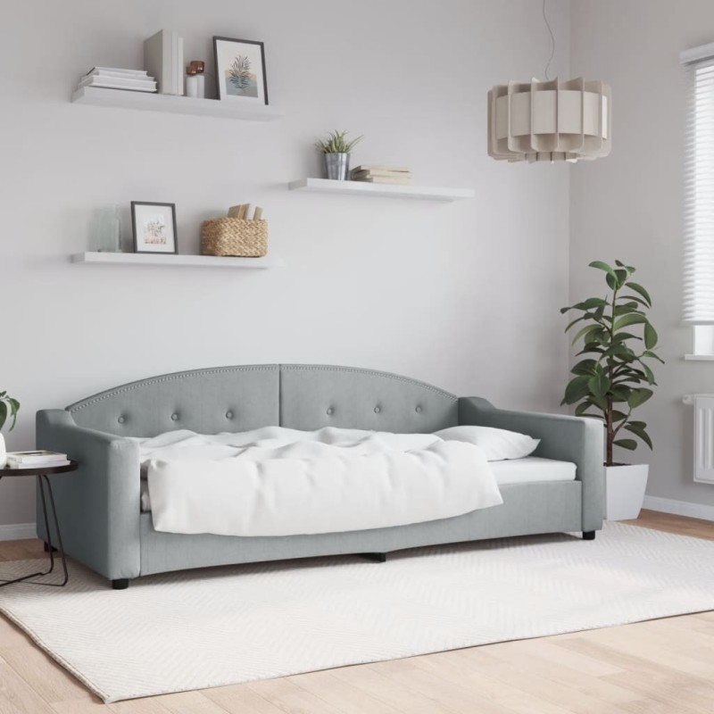 vidaXL Sofá cama tela gris claro 90x200 cm vidaXL Sofá cama tela gris claro 90x200 cm