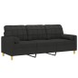 vidaXL Sofá de 3 plazas con cojines tela negro 180 cm vidaXL Sofá de 3 plazas con cojines tela negro 180 cm