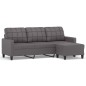 vidaXL Sofá de 3 plazas con taburete cuero sintético gris 180 cm vidaXL Sofá de 3 plazas con taburete cuero sintético gris 180 cm