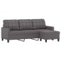 vidaXL Sofá de 3 plazas con taburete cuero sintético gris 180 cm vidaXL Sofá de 3 plazas con taburete cuero sintético gris 180 cm