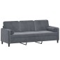 vidaXL Sofá de 3 plazas con cojines terciopelo gris oscuro 180 cm vidaXL Sofá de 3 plazas con cojines terciopelo gris oscuro 180 cm