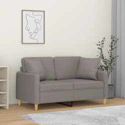 vidaXL Sofá de 2 plazas con cojines tela gris taupe 120 cm