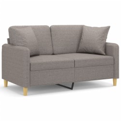 vidaXL Sofá de 2 plazas con cojines tela gris taupe 120 cm
