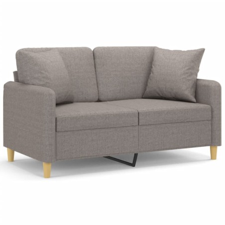 vidaXL Sofá de 2 plazas con cojines tela gris taupe 120 cm