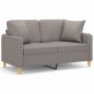 vidaXL Sofá de 2 plazas con cojines tela gris taupe 120 cm