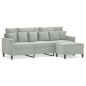 vidaXL Sofá de 3 plazas con taburete de terciopelo gris claro 180 cm vidaXL Sofá de 3 plazas con taburete de terciopelo gris claro 180 cm
