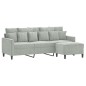 vidaXL Sofá de 3 plazas con taburete de terciopelo gris claro 180 cm vidaXL Sofá de 3 plazas con taburete de terciopelo gris claro 180 cm
