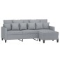 vidaXL Sofá de 3 plazas con taburete de tela gris claro 180 cm vidaXL Sofá de 3 plazas con taburete de tela gris claro 180 cm