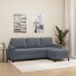 vidaXL Sofá de 3 plazas con taburete de terciopelo gris oscuro 180 cm vidaXL Sofá de 3 plazas con taburete de terciopelo gris oscuro 180 cm
