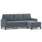 vidaXL Sofá de 3 plazas con taburete de terciopelo gris oscuro 180 cm vidaXL Sofá de 3 plazas con taburete de terciopelo gris oscuro 180 cm