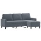 vidaXL Sofá de 3 plazas con taburete de terciopelo gris oscuro 180 cm vidaXL Sofá de 3 plazas con taburete de terciopelo gris oscuro 180 cm