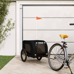 vidaXL Remolque de bicicleta mascotas hierro tela Oxford negro