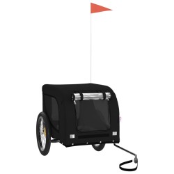 vidaXL Remolque de bicicleta mascotas hierro tela Oxford negro