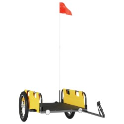 vidaXL Remolque para bicicletas hierro y tela Oxford amarillo