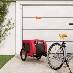 vidaXL Remolque de bicicleta mascotas hierro tela Oxford rojo negro
