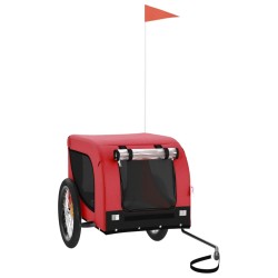 vidaXL Remolque de bicicleta mascotas hierro tela Oxford rojo negro
