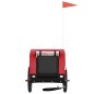 vidaXL Remolque de bicicleta mascotas hierro tela Oxford rojo negro