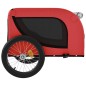 vidaXL Remolque de bicicleta mascotas hierro tela Oxford rojo negro