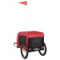 vidaXL Remolque de bicicleta mascotas hierro tela Oxford rojo negro