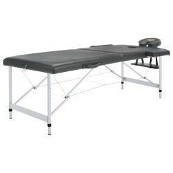 vidaXL Camilla de masaje 2 zonas marco aluminio antracita 186x68 cm