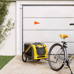 vidaXL Remolque de bicicleta mascotas hierro tela Oxford amarillo gris