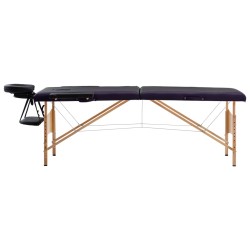 vidaXL Camilla de masaje plegable 2 zonas madera negro