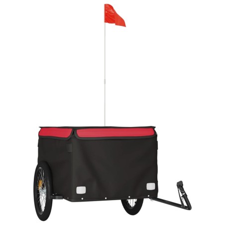 vidaXL Remolque para bicicleta hierro negro y rojo 45 kg
