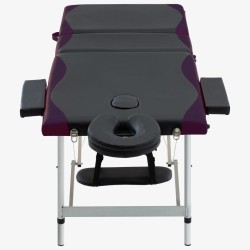 vidaXL Camilla de masaje plegable 3 zonas aluminio negro y morado