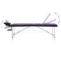 vidaXL Camilla de masaje plegable 3 zonas aluminio negro y morado vidaXL Camilla de masaje plegable 3 zonas aluminio negro y morado
