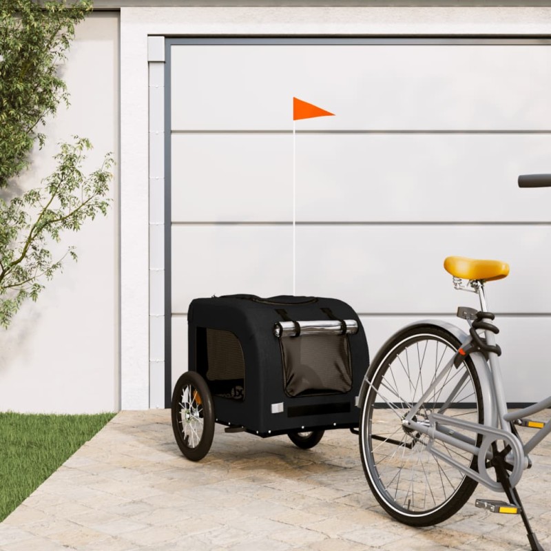 vidaXL Remolque de bicicleta mascotas hierro tela Oxford negro vidaXL Remolque de bicicleta mascotas hierro tela Oxford negro