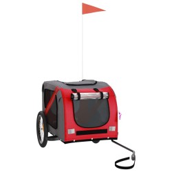 vidaXL Remolque de bicicleta mascotas hierro tela Oxford rojo gris