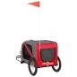 vidaXL Remolque de bicicleta mascotas hierro tela Oxford rojo gris vidaXL Remolque de bicicleta mascotas hierro tela Oxford rojo gris