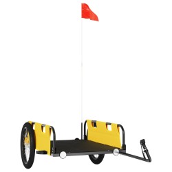 vidaXL Remolque para bicicletas hierro y tela Oxford amarillo