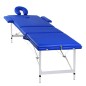 Mesa camilla de masaje de aluminio plegable de tres cuerpos azúles Mesa camilla de masaje de aluminio plegable de tres cuerpos azúles