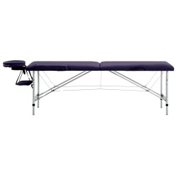 vidaXL Camilla de masaje plegable 2 zonas aluminio morado