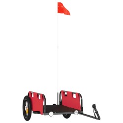 vidaXL Remolque para bicicletas hierro y tela Oxford rojo