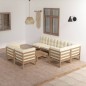 vidaXL Muebles de jardín 8 pzas y cojines madera maciza pino vidaXL Muebles de jardín 8 pzas y cojines madera maciza pino